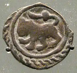 Monnaie au lion, Égypte, règne de Shaban II (1363-1376).