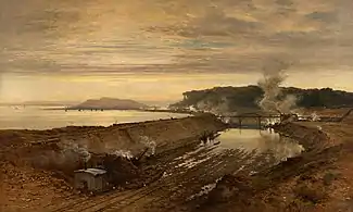 Benjamin Williams Leader : Manchester Ship Canal The Making of Eastham Dock, 1891, Gallery Oldham (en)