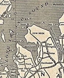 Carte de 1917 de Manhasset, au fond de la baie du même nom.
