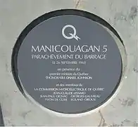Plaque 1 — Barrage Manicouagan 5, 1968