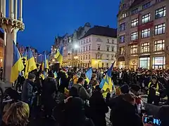 Manifestation pro-ukrainienne à Wroclaw (Pologne).