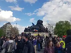 Manifestants à Denfert Rochereau.