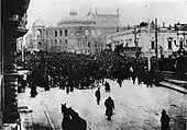 Manifestation à Odessa. Les agents bolcheviques, nombreux dans les villes, utilisent facilement la misère des populations contre les occupants.
