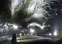 Tunnel de lave dans la grotte de Manjanggul, Jeju, en Corée du Sud.