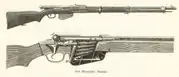Coupe sur le magasin fixe du système Mannlicher (de) d'un fusil Steyr-Mannlicher, à la fin du XIXe siècle.