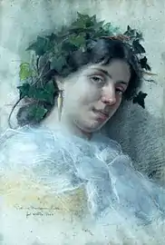 Portrait de jeune femme, pastel de 1888 (lieu inconnu).