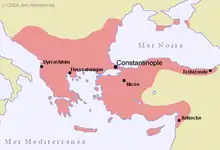 Carte de l'Empire byzantin en 1180