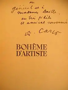 Page de couverture d'un livre avec envoi autographe signé de Carco.
