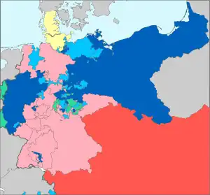 La grande majorité des États sont alliés de l'Autriche, à l'exception du Mecklembourg.
