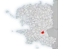 Carte montrant l'emplacement de la commune de Coray au sein du département du Finistère.