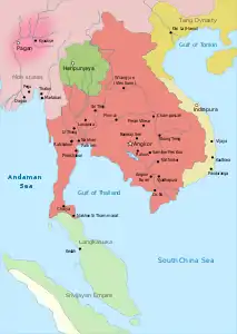 L'empire khmer vers 900.