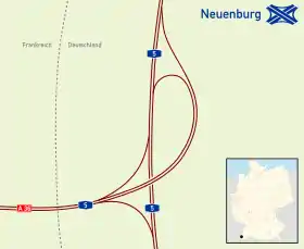 Schéma de l'Échangeur de Neuenburg(de) Autobahndreieck Neuenburg