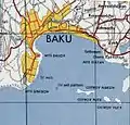 Localisation de l'île dans la baie de Bakou