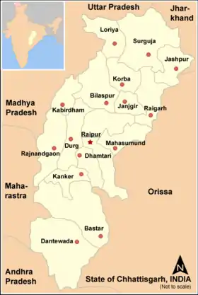 Localisation de District de Kanker ( कांकेर जिला)