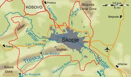 Carte de la ville de Skopje