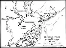 Carte maritime et terrestre des alentours de Fort Sumter.