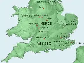 Une carte du Sud de l'Angleterre présentant les lieux mentionnés dans l'article.