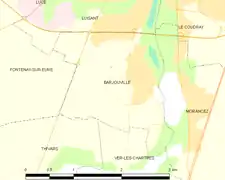 Carte de la commune de Barjouville.
