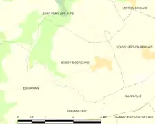 Carte de Boissy-en-Drouais et des communes limitrophes.