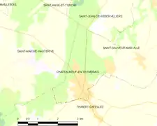 Carte de la commune de Châteauneuf-en-Thymerais.