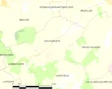 Carte des Châtelets et des communes limitrophes.