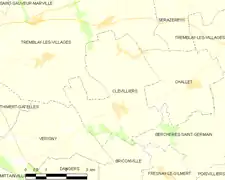 Carte de la commune de Clévilliers.