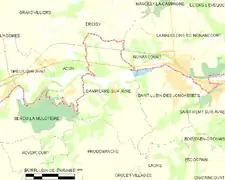Carte de la commune de Dampierre-sur-Avre.