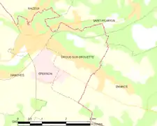 Carte de la commune de Droue-sur-Drouette.