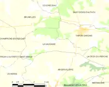 Carte de la commune de la Gaudaine.