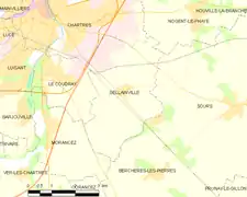 Carte de Gellainville et des communes limitrophes.