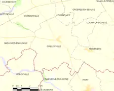 Carte de la commune de Guillonville, 2012.