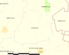 Carte de la commune d'Intréville.