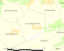 Carte de la commune de Louvilliers-en-Drouais.