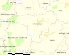 Carte de Marchéville et des communes limitrophes.