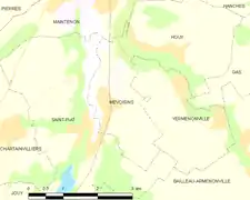 Carte de la commune de Mévoisins.