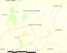 Carte de la commune de Mézières-au-Perche.