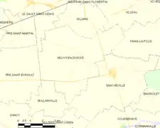 Carte de la commune de Neuvy-en-Dunois.
