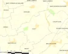 Carte de la commune d'Ollé.