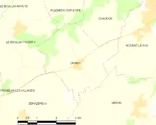 Carte d'Ormoy et des communes limitrophes.