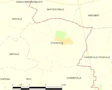 Carte de la commune d'Oysonville.
