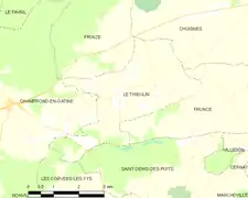 Carte de la commune du Thieulin.