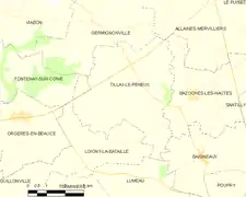 Carte de la commune de Tillay-le-Péneux, 2012.