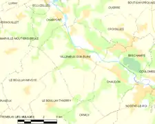 Carte de la commune de Villemeux-sur-Eure.