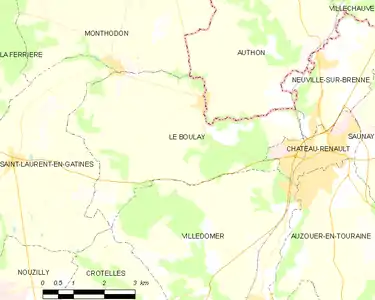 Carte représentant le territoire de communes limitrophes