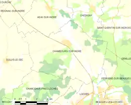 La carte des limites territoriales de Chambourg-sur-Indre