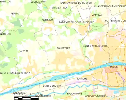 Carte représentant le territoire de communes limitrophes