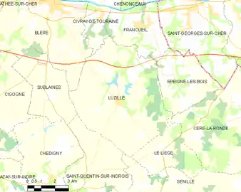 Carte représentant le territoire de communes limitrophes