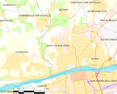 Carte représentant le territoire de communes limitrophes