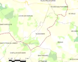 Vue d'une carte dessinant des limites territoriales communales