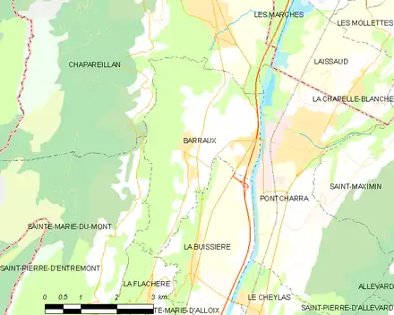 Carte des communes limitrophes